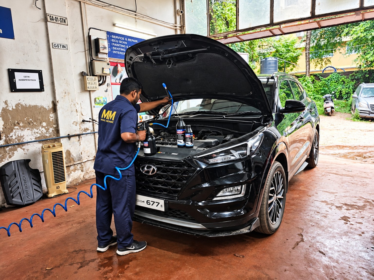 Hyundai being serviced at Manic Mechanic Goa